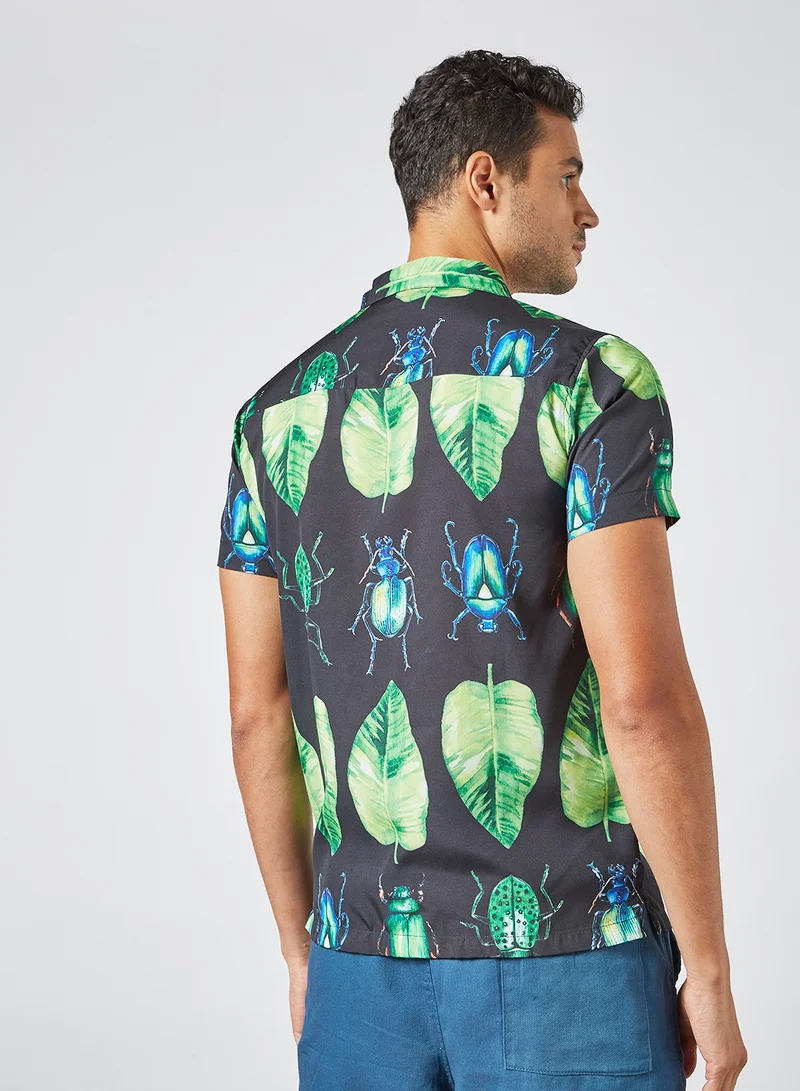 STATE 8 Beetle Print Shirt Black
