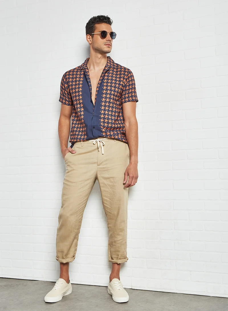 STATE 8 Short Sleeve Printed Shirt Navy