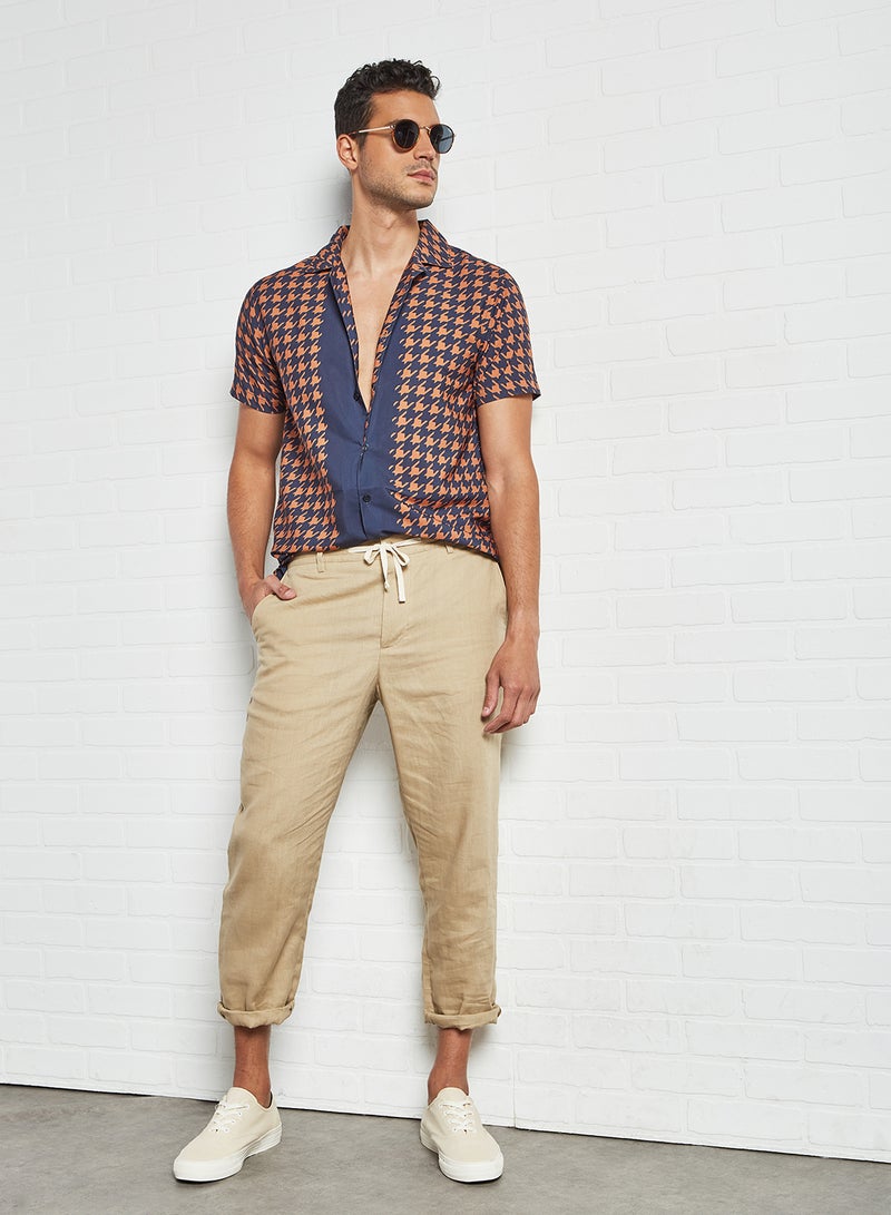 STATE 8 - Short Sleeve Printed Shirt Navy - Image 1