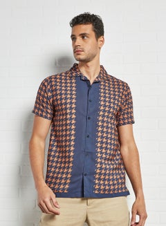 Short Sleeve Printed Shirt Navy