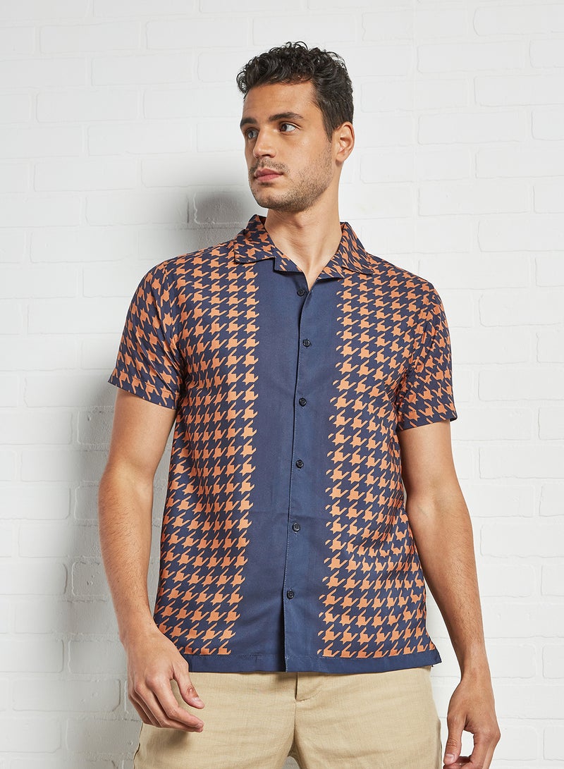 STATE 8 - Short Sleeve Printed Shirt Navy - Image 1