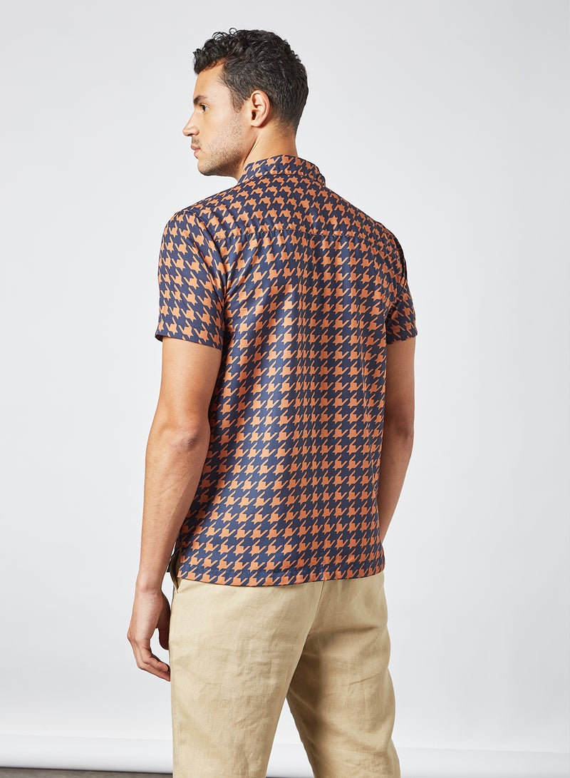 STATE 8 - Short Sleeve Printed Shirt Navy - Image 1