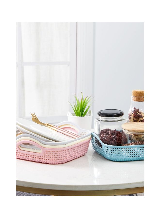 Yonovo 4-Piece Rectangular Storage Basket Set Multicolour 20.5x19.5x4.5cm - Image 3