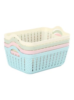 4-Piece Rectangular Storage Basket Set Multicolour 19.5x14x7cm
