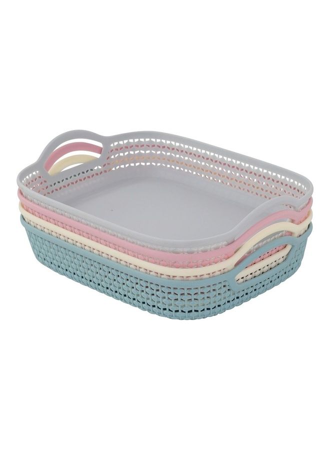 Yonovo 4-Pieces Rectangular Fruit Basket Multicolour 27x19.5x4.5cm  - Image 1