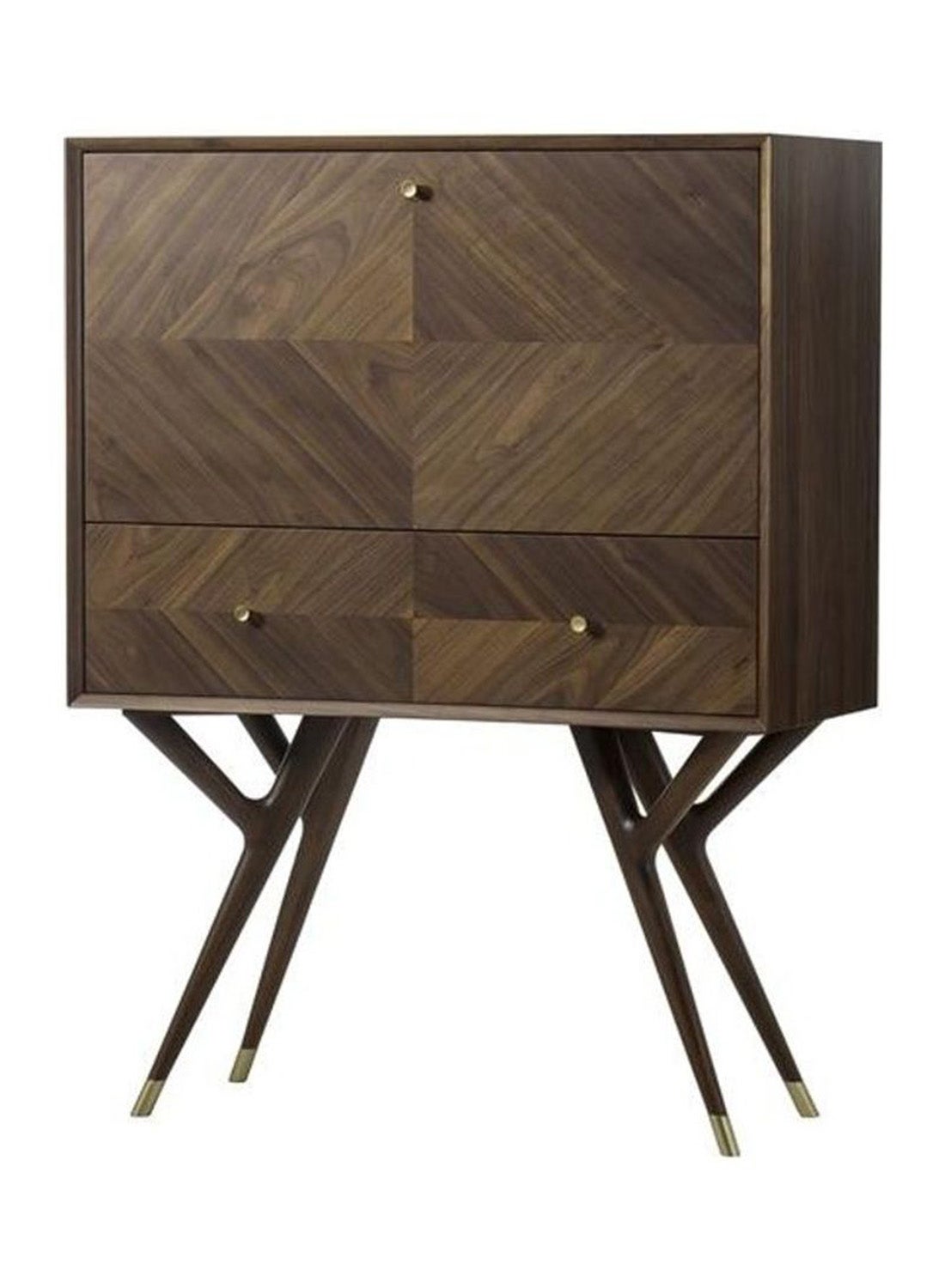 Modern Design Art & Craft Clayton Luxurious Collection Walnut Bar Cabinet For The Perfect Stylish Home Cabinet - Walnut/Brass 102*48*135cm 