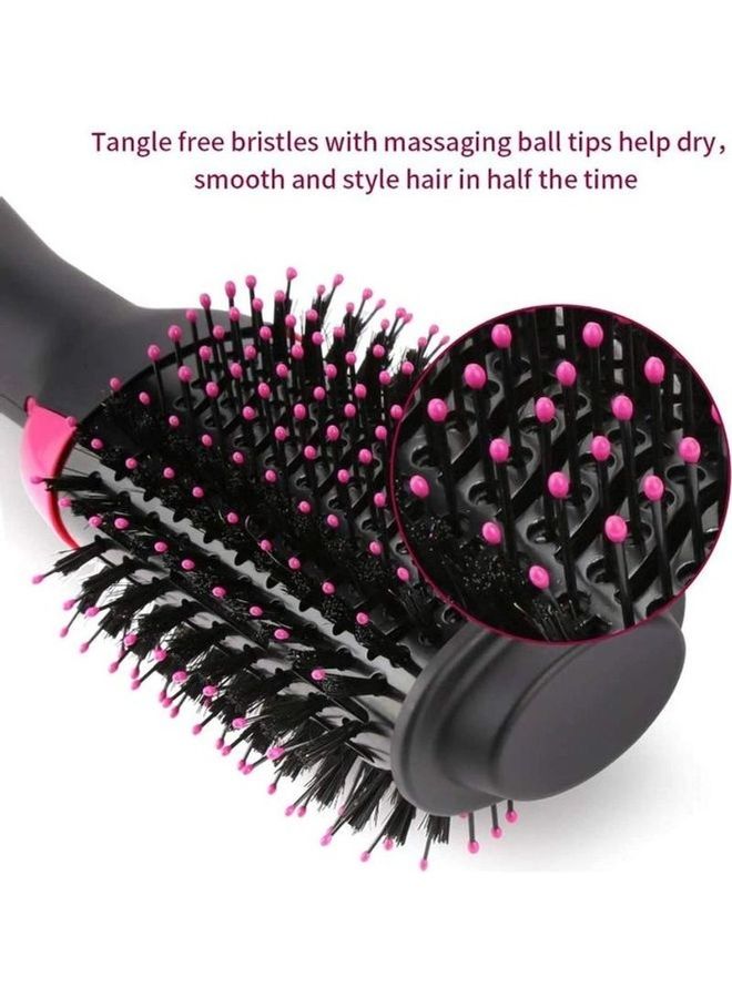4-In-1 Hair Dryer Brush Black/Pink 20cm