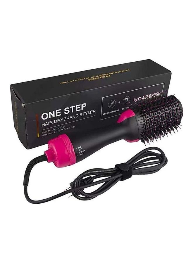 4-In-1 Hair Dryer Brush Black/Pink 20cm