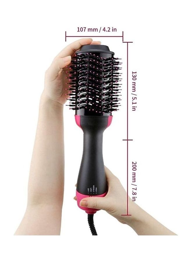 4-In-1 Hair Dryer Brush Black/Pink 20cm