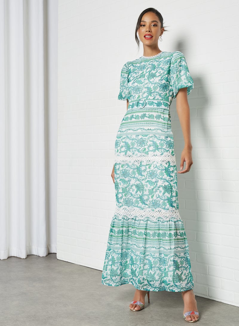 Hope & Ivy Floral Print Belted Maxi Dress Multicolour  - Image 1