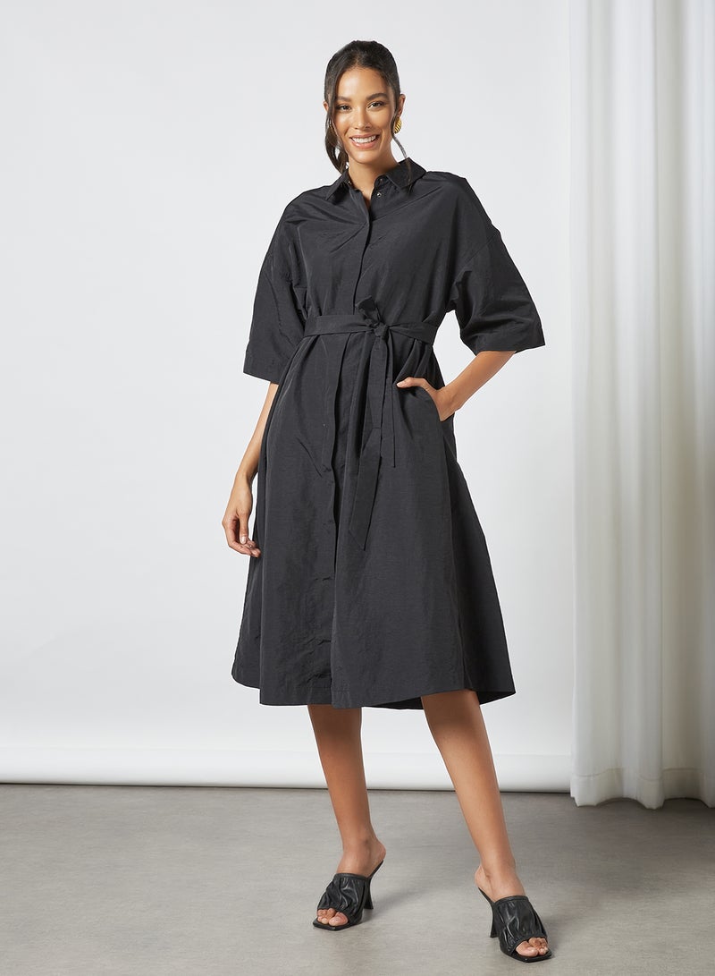 SELECTED FEMME Midi Shirt Dress Black  - Image 1