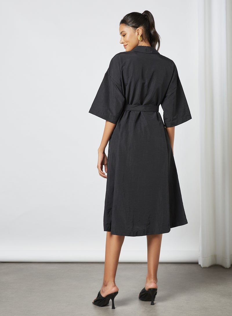SELECTED FEMME Midi Shirt Dress Black  - Image 4