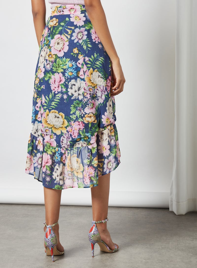 Hope & Ivy - Floral Print Wrap Midi Skirt Multicolour - Image 1