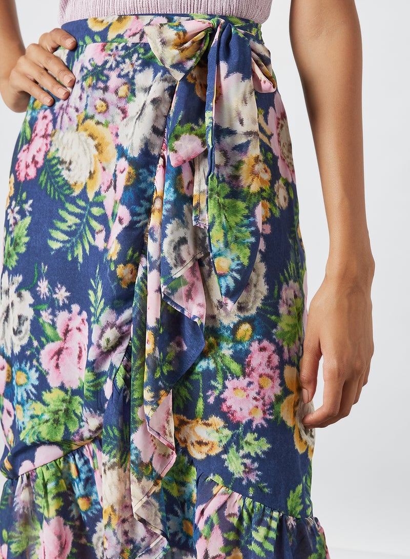 Hope & Ivy - Floral Print Wrap Midi Skirt Multicolour - Image 1