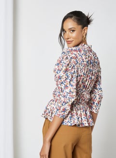 GHOSPELL Floral Shirred Top Multicolour  - Image 3