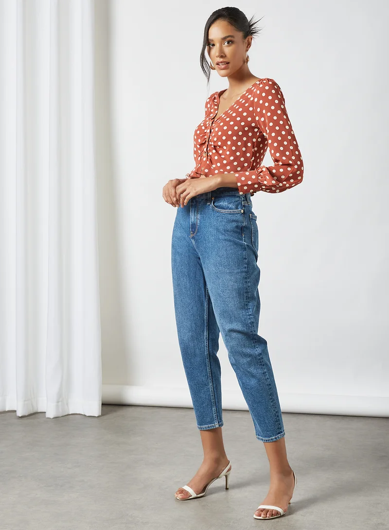 LABEL RAIL Polka Dot Print Crop Top