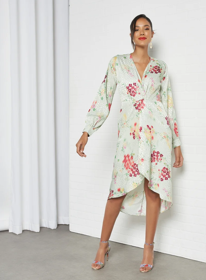 Hope & Ivy Floral Print Midi Dress