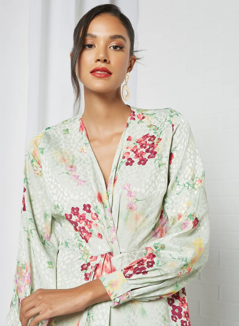 Hope & Ivy Floral Print Midi Dress