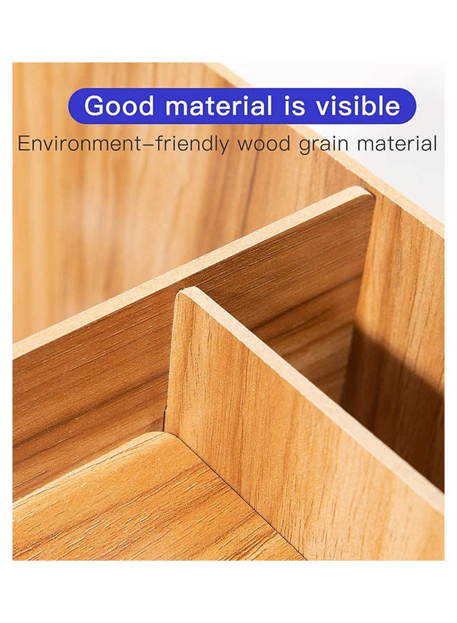 Desktop Organiser Wooden DIY Desk Tidy Stationary Storage Cabinet Brown - Image 5