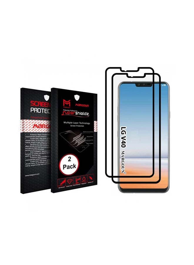 مارجون مجموعة لاصقات حماية شاشة من الزجاج المقوى بتصميم ثلاثي الأبعاد مكونة من قطعتين لهاتف إل جي V40 ثينك شفاف - Image 2