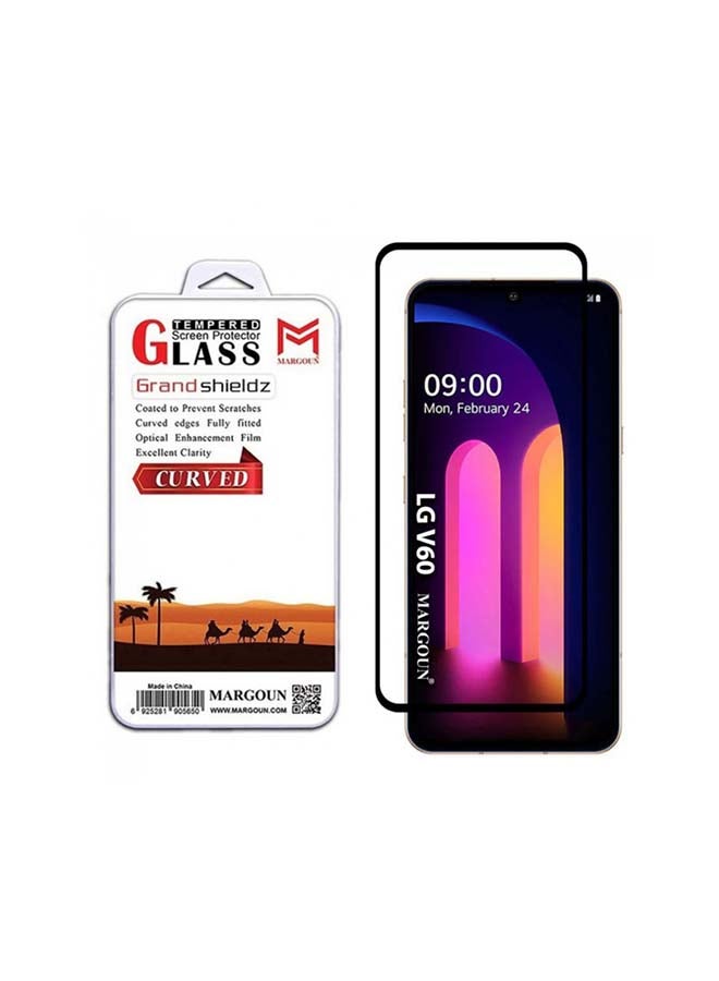 مارجون لاصقة حماية للشاشة من الزجاج المقوى بتصميم ثلاثي الأبعاد لهاتف إل جي V60 ثينك 5G شفاف - Image 2