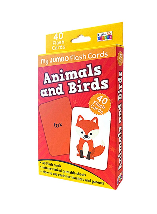 Little Kitabi 40-Animals And Birds Educational Flash Cards 14x9x1.7cm  - Image 1