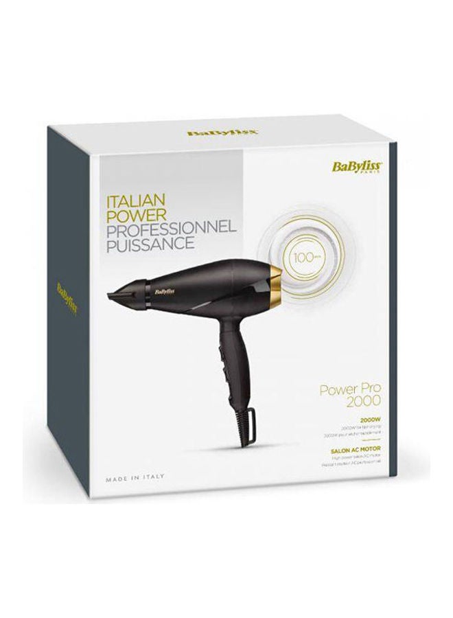 babyliss 6704E Power Pro Hair Dryer 2000 Watt Black/Gold  - Image 2