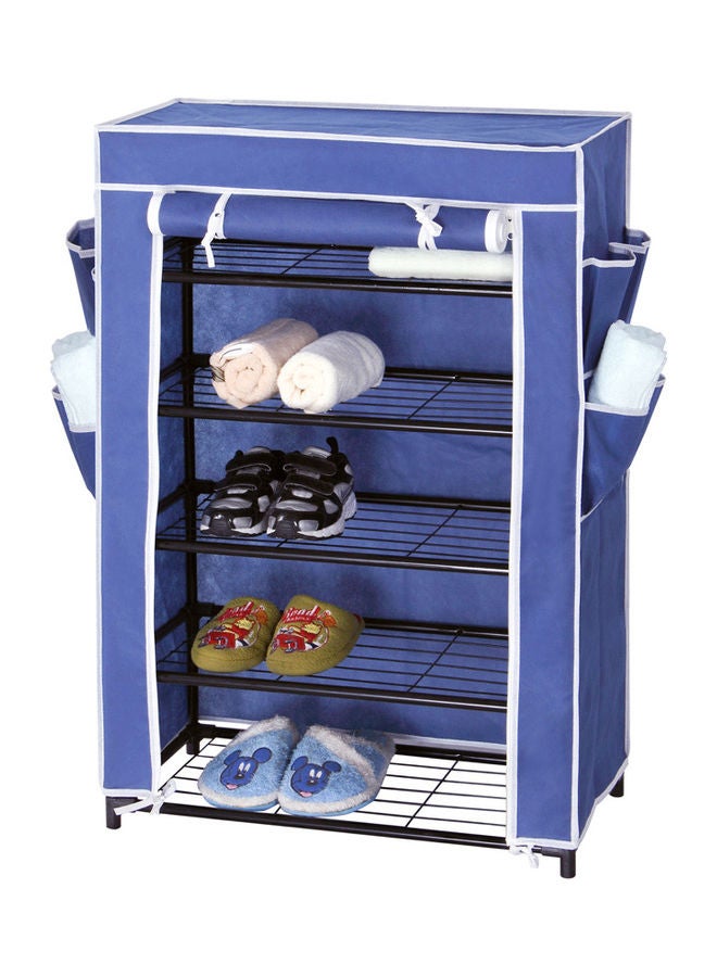 WT-EASYCARE 5-Tier Shoe Cabinet Shelf Closet With Nonwoven Fabric Cover Blue Black/Blue 61x30x89cm  - Image 1