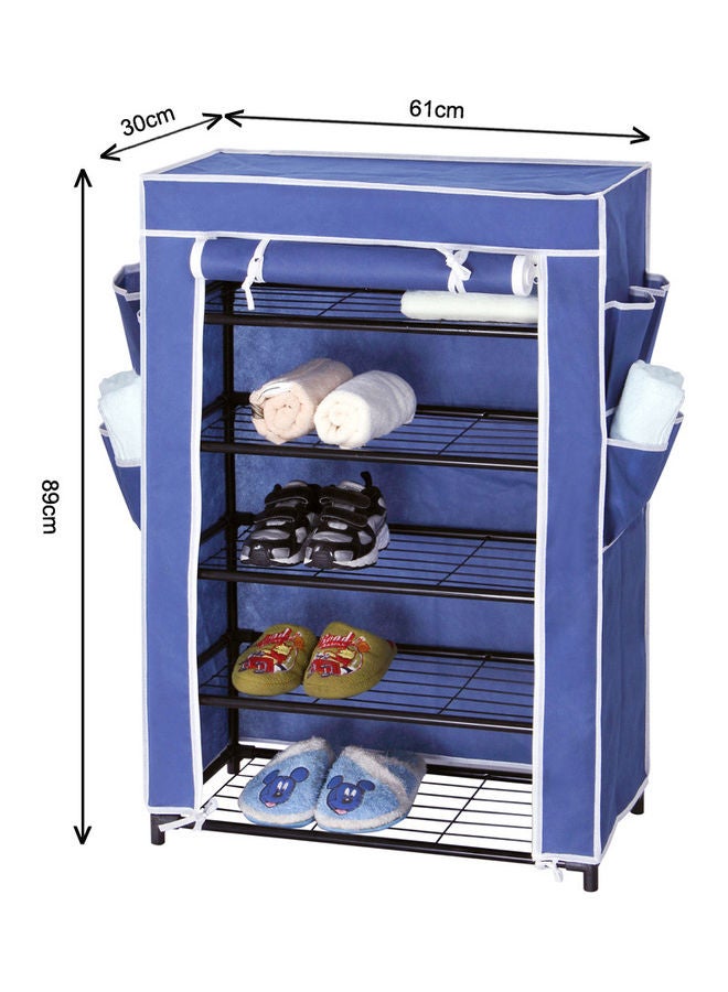 WT-EASYCARE 5-Tier Shoe Cabinet Shelf Closet With Nonwoven Fabric Cover Blue Black/Blue 61x30x89cm  - Image 2