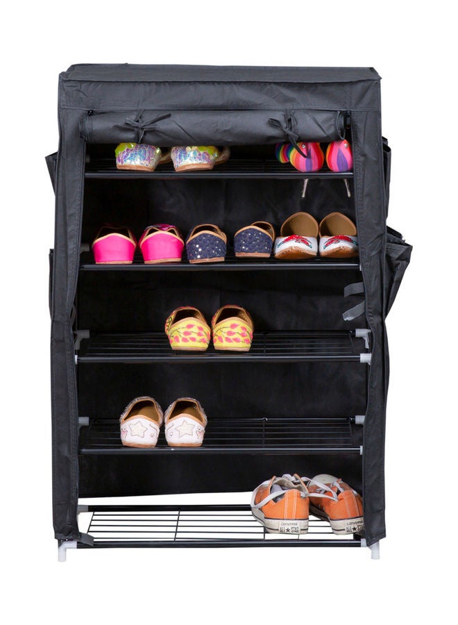 دبيلو تي- إيزي كير خزانة خزانة أحذية من 5 طبقات مع غطاء من القماش غير المنسوج أسود 61x30x89سم - Image 1