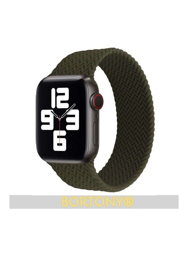 BORTONY Silicon Braided Replacement Strap For Apple Watch Series 1/2/3/4/5/6/SE 38-40 L Millimeter Green - Image 2