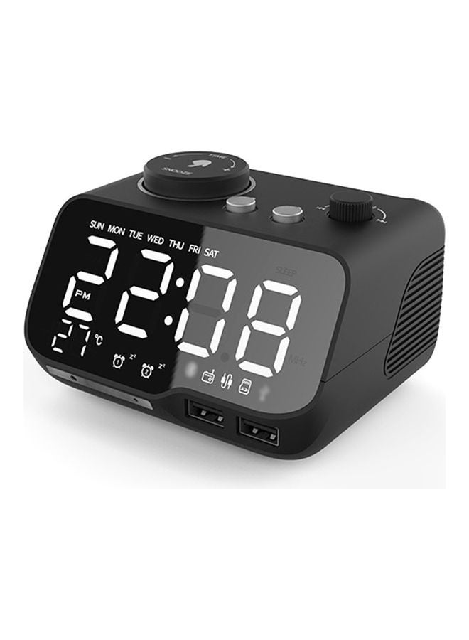 USB Charging Port BT Voice Box with Dual Snooze Clock H-LY43027B-EU Black - Image 1