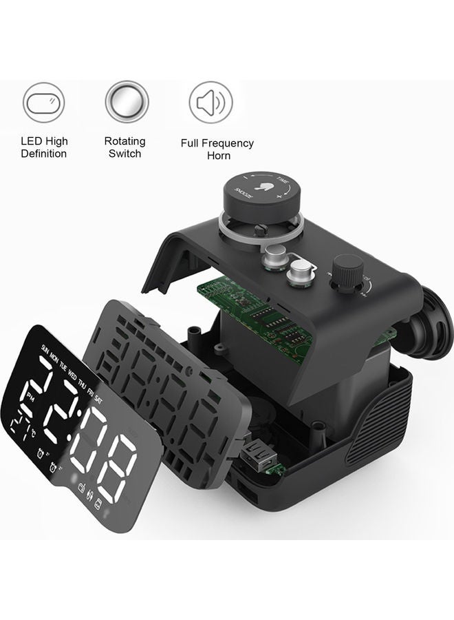 USB Charging Port BT Voice Box with Dual Snooze Clock H-LY43027B-EU Black - Image 3