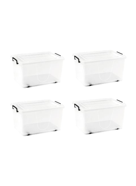 4-Piece Rolling Box Set Clear/Black 63.5 x 43.5 x 36.5cm