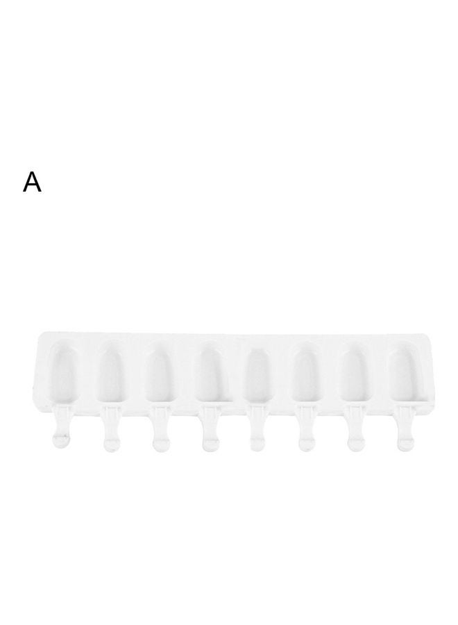 Oval Ice Cream Silicone Reusable Chocolate Popsicle Maker DIY Dessert Mold White 41.6 x 12.5 x 2.1cm 
