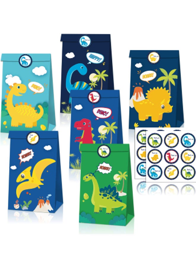 Toys Pack Of 6 Cartoon Dinosaur Themed Party Favor Bag - Image 1