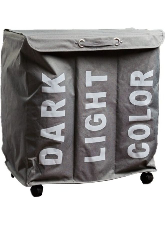 3-Section Laundry Sorter with Wheels Grey 60cm 