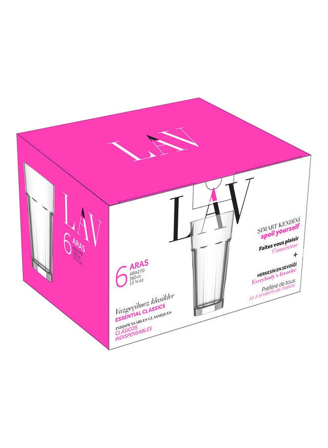 لاف طقم أكواب زجاجية للشرب مكون من 6 قطع لون شفاف - Image 2