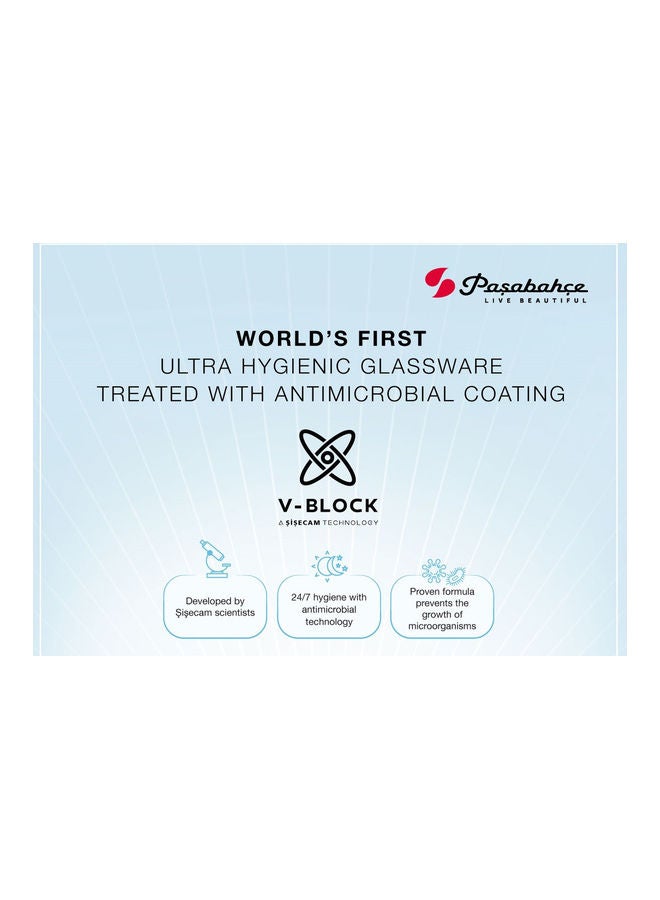 باساباتشي أكواب كازابلانكا بتصميم على شكل حرف V مع طلاء مضاد للميكروبات من 6 قطع لون شفاف - Image 4