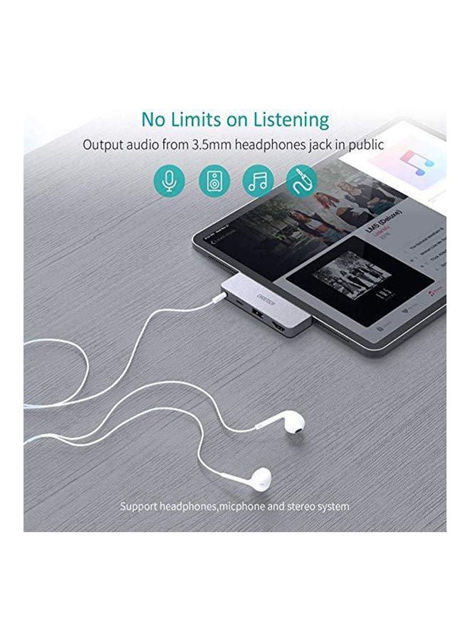 تشوتيك - محول 4 في 1 من منفذ USB-C إلى منفذ HDMI/PD/USB/AUDIO متوافق مع أجهزة آي باد برو/ثندربولت 3 و الأجهزة من الفئة C رمادي - Image 1