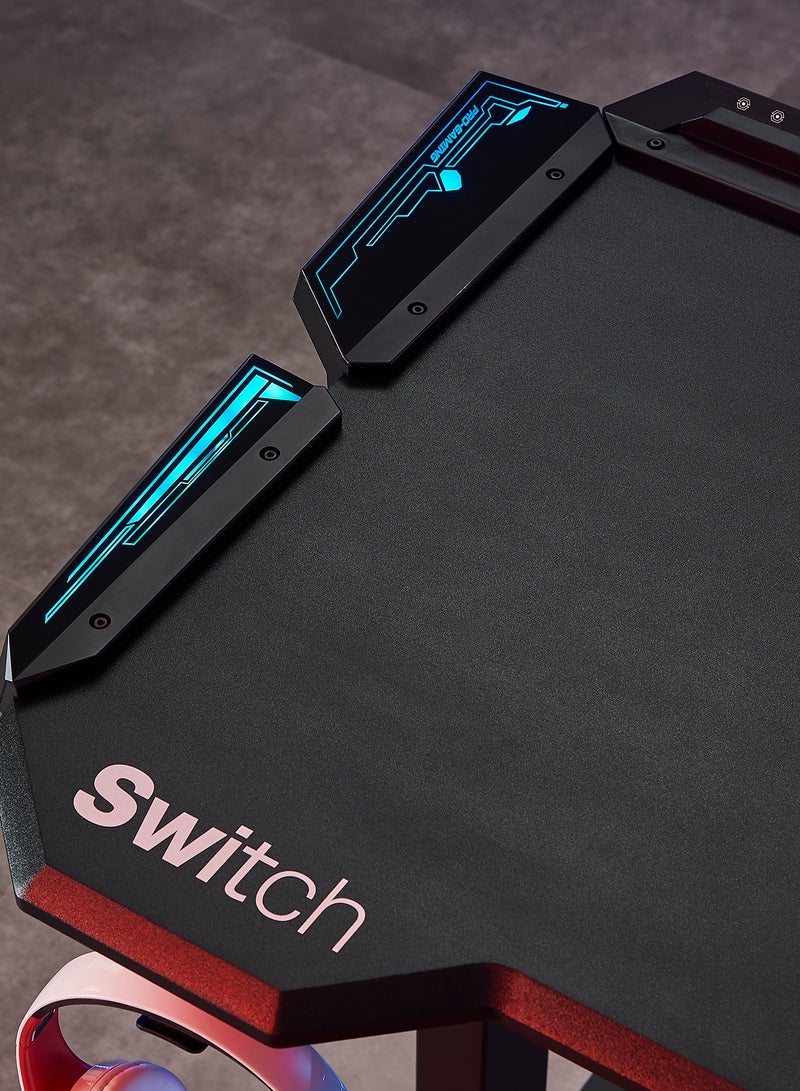 سويتش - طاولة هانتر اليدوية للألعاب بتصميم قابل للتعديل ومنفذ USB وإضاءات LED – لتجربة لعب مثالية لأجهزة البلايستيشن المحمولة أسود - Image 1