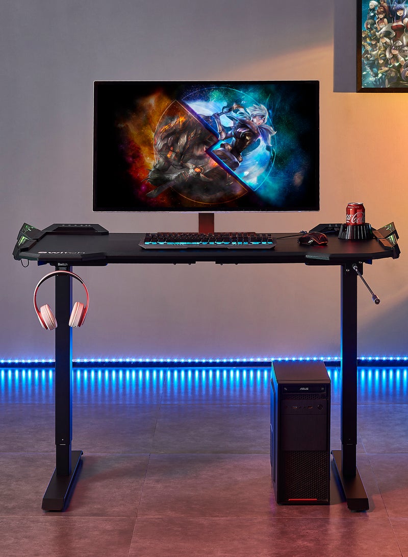 سويتش - طاولة هانتر اليدوية للألعاب بتصميم قابل للتعديل ومنفذ USB وإضاءات LED – لتجربة لعب مثالية لأجهزة البلايستيشن المحمولة أسود - Image 1