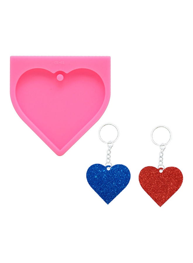DIY Large Heart Key Chain Shape Cake Fondant Baking Mold Pink 7.8x7.8x0.9cm - Image 2