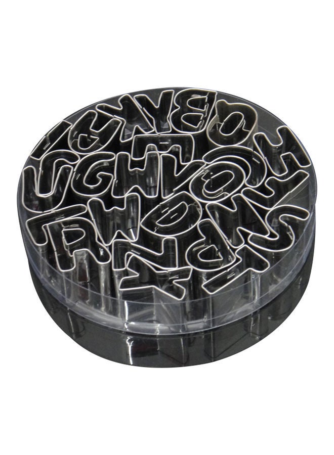 26-Piece Alphabet Letter Cookie Cutter Biscuit Mold Silver 12x12x2.8cm - Image 1
