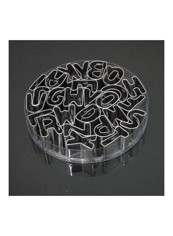 26-Piece Alphabet Letter Cookie Cutter Biscuit Mold Silver 12x12x2.8cm - Image 3