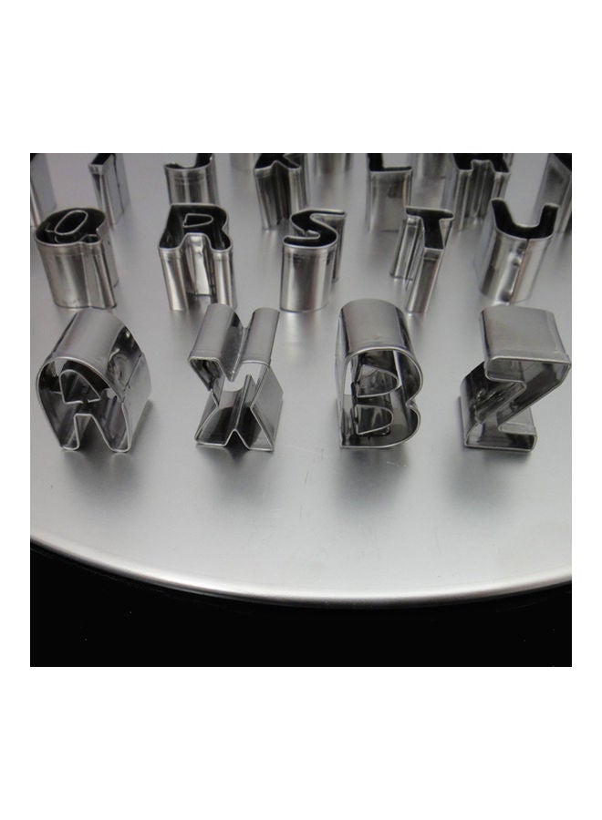 26-Piece Alphabet Letter Cookie Cutter Biscuit Mold Silver 12x12x2.8cm - Image 4