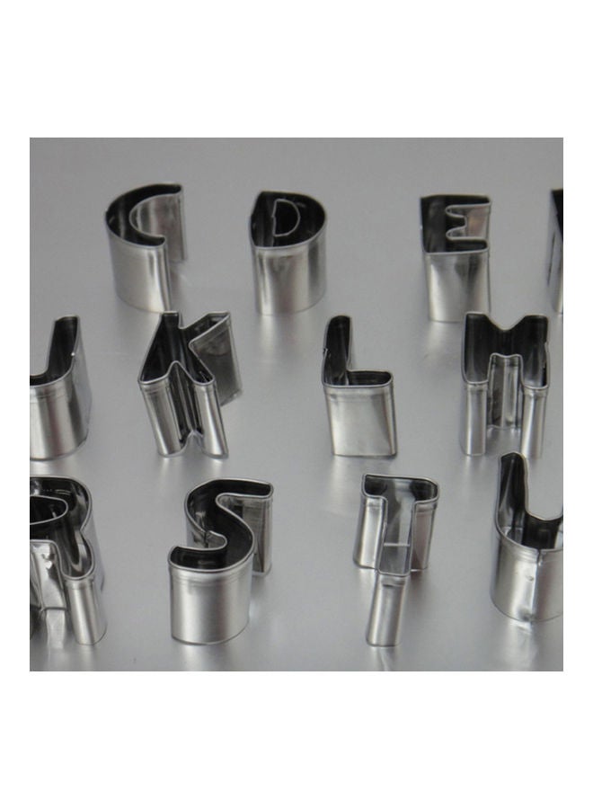 26-Piece Alphabet Letter Cookie Cutter Biscuit Mold Silver 12x12x2.8cm - Image 5