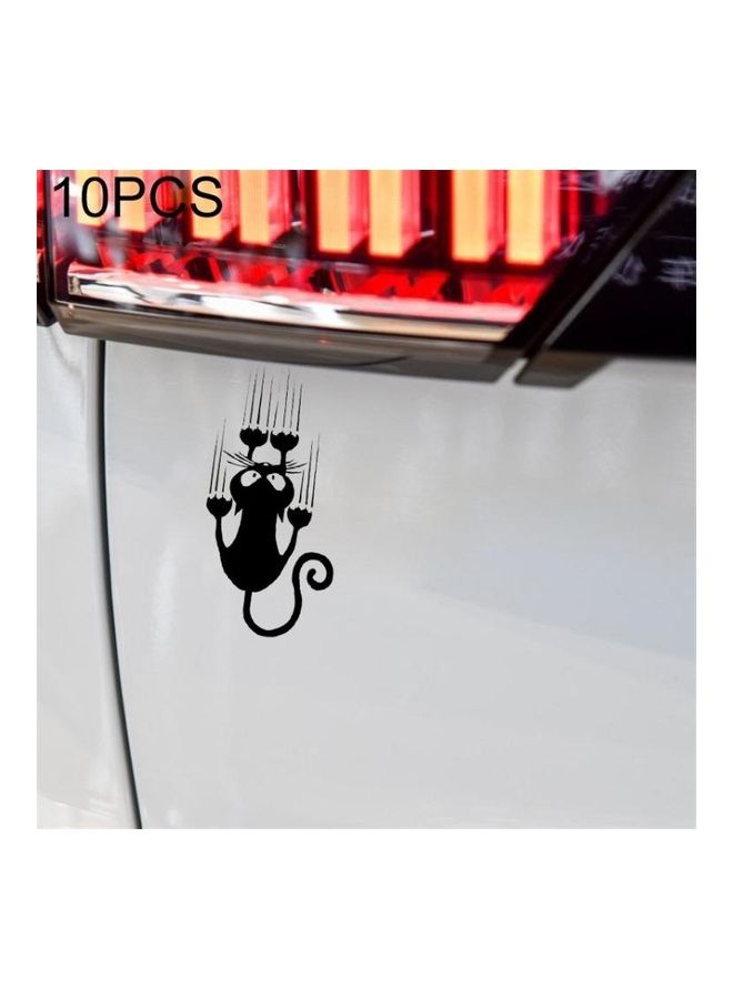 BGM 10-Piece YOJA Waterproof Cat Pattern Car Sticker Funny Animal Vinyl Decal Car Window Bumper Stickers, Size: 7.5x15cm - Image 1