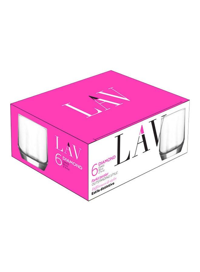 LAV 6-Piece Diamond Liqueur Glass Set Clear  - Image 3