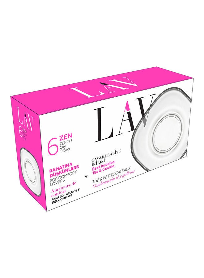 LAV - 6-Piece Tea Saucer Set Clear 13.9x2cm - Image 1